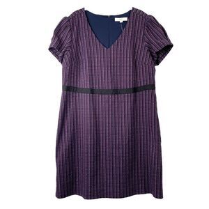 NEW LOFT tweed sheath v neck dress‎ Sz 16